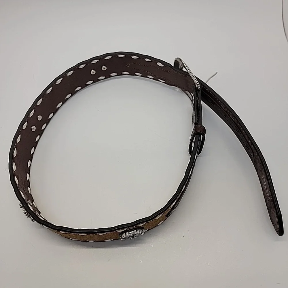 Nocona Belt Co. Silver Western Belt Size‎ 32 Two-tone Leather Brown Star Concho
